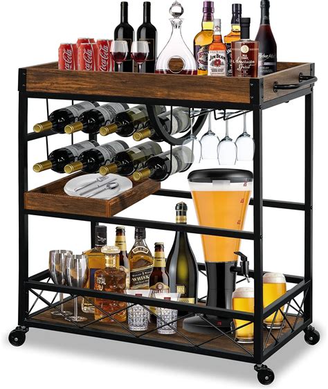 Amazon Bar Cart For The Home With Wine Rack Industrial Outdoor