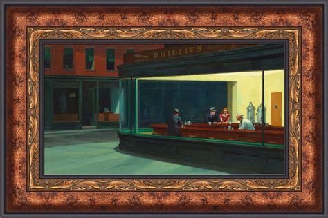 Edward Hopper Nighthawks Framed Canvas Giclee Print X V Ebay