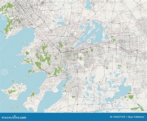 Map Of The City Of Suzhou China Stock Illustration Illustration Of