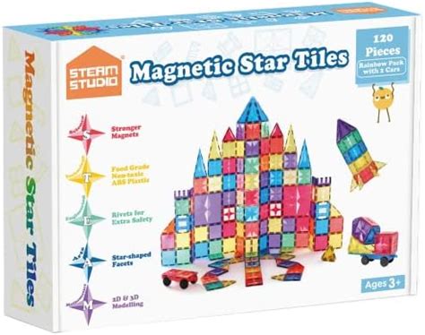 STEAM STUDIO Premium Magnetic Tiles 120 PCS Unique Star Facet Design