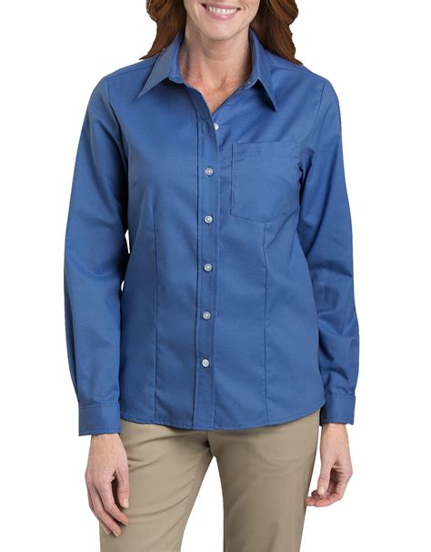 Dic Fl254 Dickies Womens Long Sleeve Stretch Oxford Shirt