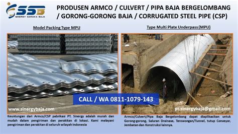 Armco Corrugated Steel Pipe Pipa Baja Bergelombang Gorong Gorong Baja