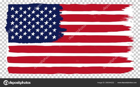 Nationell Amerikansk Flagg Transparent Bakgrund Penseldrag Grunge