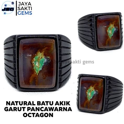 Jual Natural Batu Akik Pancawarna Garut Octagon PGO09 Shopee Indonesia