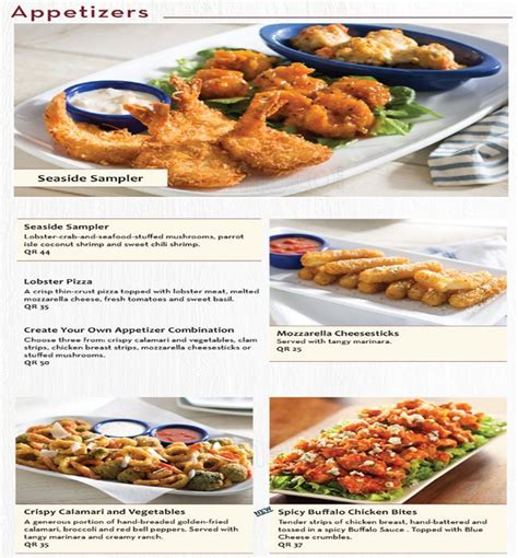 Menu With Prices For Red Lobster