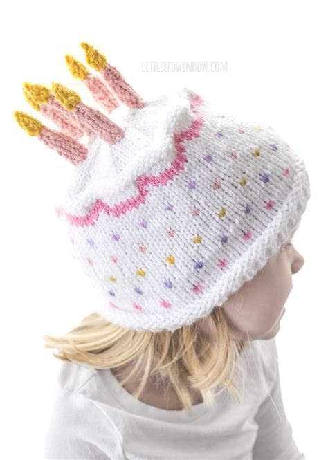 Happiest Birthday Cake Hat Knitting Pattern - Little Red Window