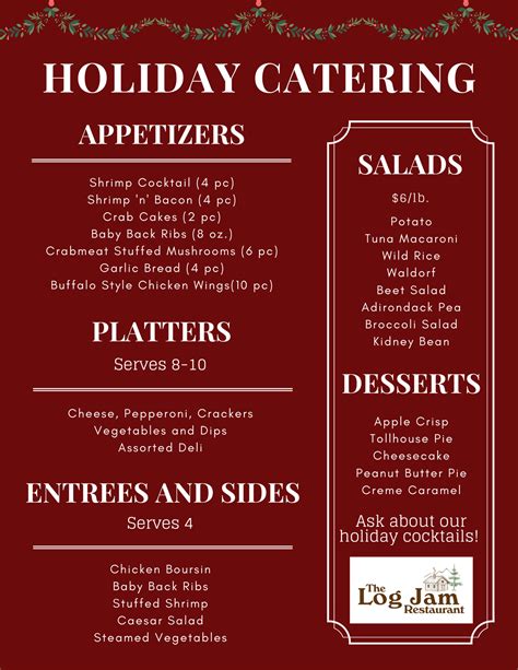 Log Jam Launches Holiday Catering Menu White Management