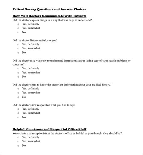 Survey Questions Template – 10+ Free Word, Excel, PDF Documents ...