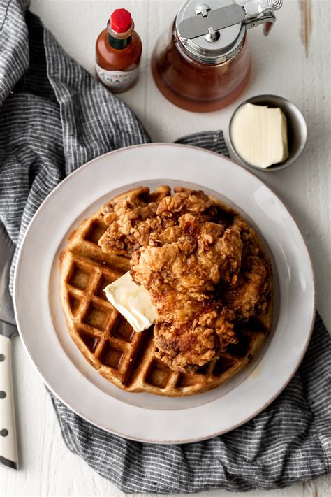 Fried Chicken And Waffles With Hot Sauce Maple Syrup Cooking With