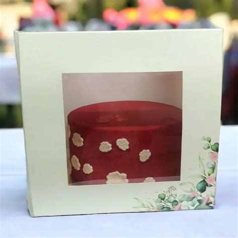 Printed Cardboard Transparent Tall Cake Box 2000 Gram With Window At