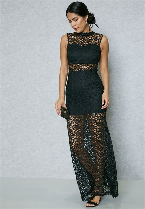 Buy The Clothing Company Black Sheer Lace Maxi Dress For Women In Riyadh Jeddah