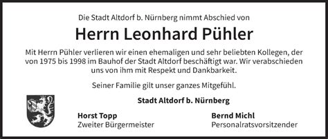 Traueranzeigen von Leonhard Pühler Gemeinsamtrauern N land