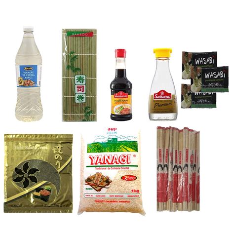 Kit Sushi Itens Arroz Yanagi Tradicional Nori Folhas Hashi