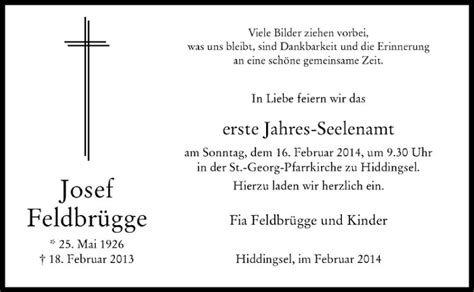 Traueranzeigen von Josef Feldbrügge trauer ms