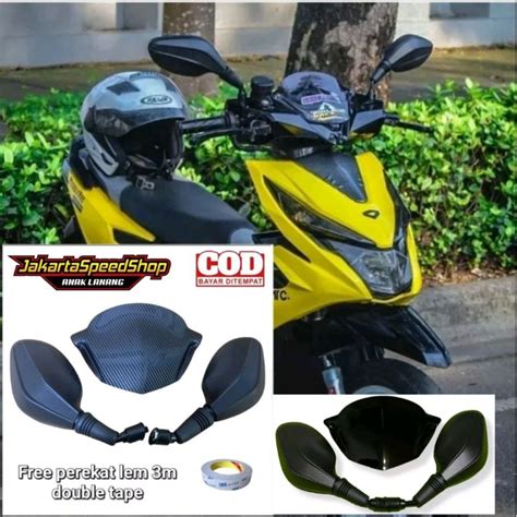 Jual Paket Variasi Spion Click Hitam Polos Plus Visor Honda Beat Karbu