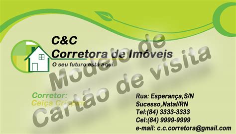 Modelo De Cart O De Visita Para Corretores De Im Veis