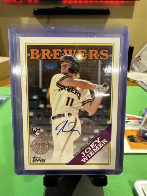 Joey Wiemer Topps Update Autographe Recrue Rc Jwi Brewers H