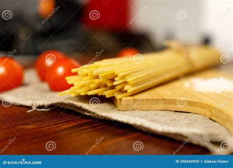 Italian Spaghetti Pasta Raw Food Background Or Texture Close Up