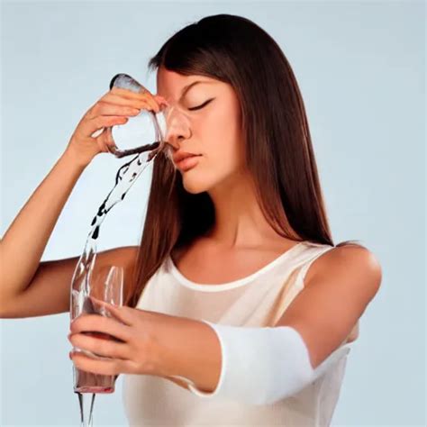 Model With An Open Moith And Closed Eyes Pouring A Stable Diffusion