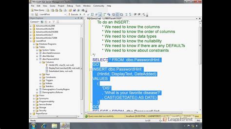 The Basics Of Insert In T Sql Youtube