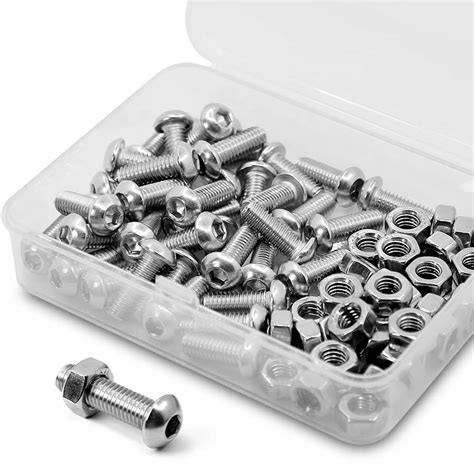 40 Sets M6 10 X 10mm Socket Head Cap Screws And Nuts Set 304 Stainless Steel 18 8 Button Head