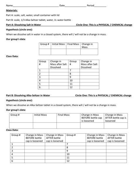 Conservation Of Mass Lab