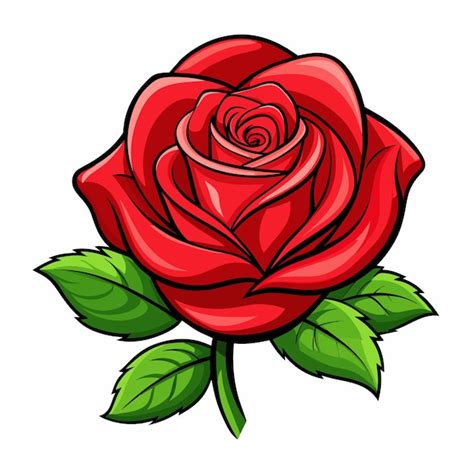 Premium Vector A Red Rose With A Green Leaf On It