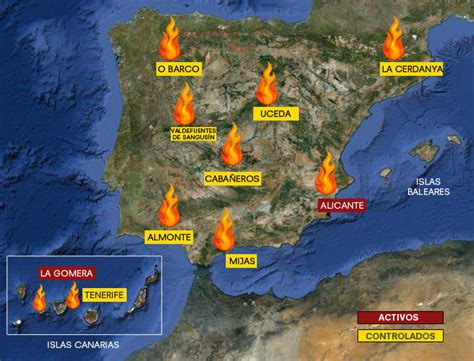 Mapa Incendios Activos España Mapa De Rios