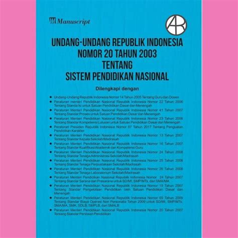 Jual Buku Undang Undang Republik Indonesia Nomor 20 Tahun 2003 Tentang