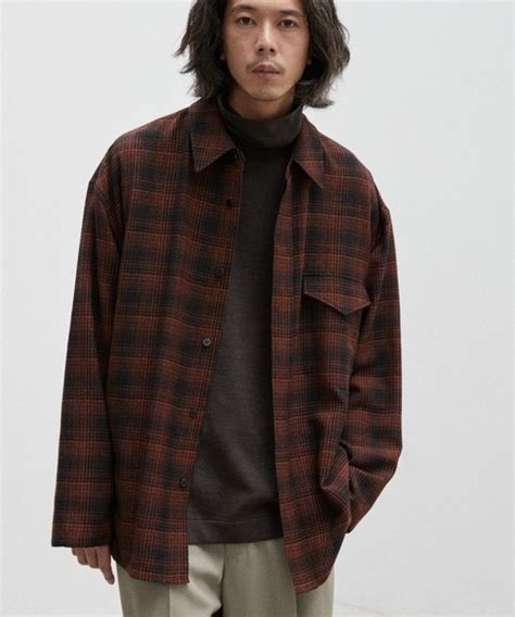 Lidnm Wool Check Naval Shirt Wear