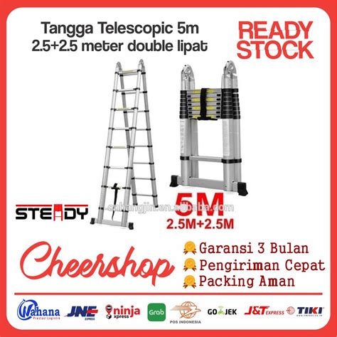 Jual Tangga Aluminium Teleskopic Telescopic 5m 2 5 2 5 Meter Double