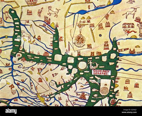 Detail Jerusalem Als Zentrum Der Welt Auf Dem Hereford Mappa Mundi Von