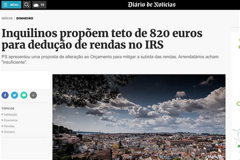 Dedução De Rendas No Irs Inquilinos Pedem Teto De 820 Euros