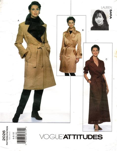 Sz 6810 Vogue Coat Pattern 2026 By Lauren Sara Misses Double Breasted A Line Coat Dress