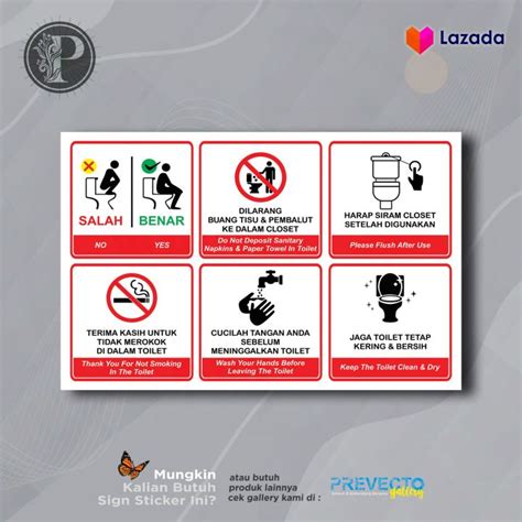 Sticker Safety Sign K Rambu Etika Menggunakan Toilet Duduk Lazada