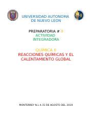 Reacciones Qu Micas Y El Calentamiento Global Docx Universidad