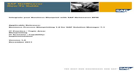 Pdf Integrate Your Business Blueprint With Sap Netweaver Bpm