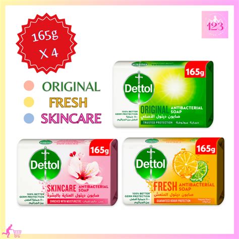 Dettol Antibacterial Bar Soap 165g Available In Original Fresh Skincare Scents 165g X 4