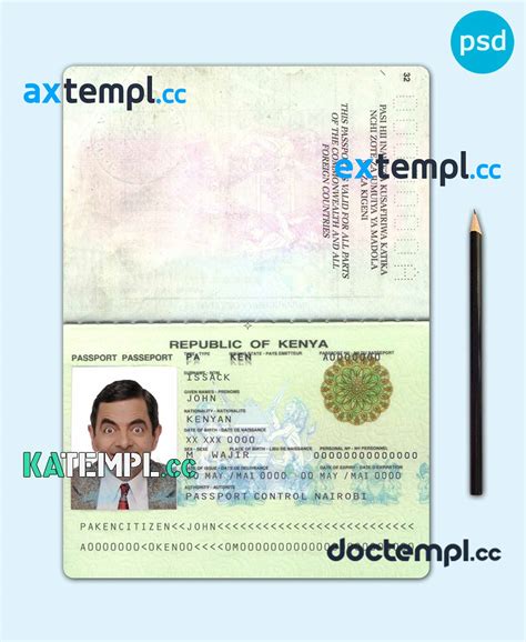 Sample Kenya Passport Template In Psd Format 2011 2019 Download