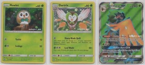 POKEMON TCG HOLO FOIL PROMO 3 CARD SET ROWLET DARTRIX DECIDUEYE GX