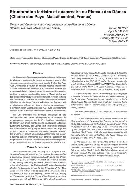 PDF Structuration tertiaire et quaternaire du Plateau des Dômes