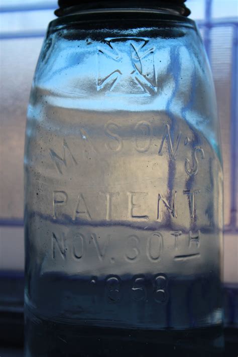 Antique Blue Mason Jar Half Gallon Masons Maltese Cross Patent Nov 30th 1858