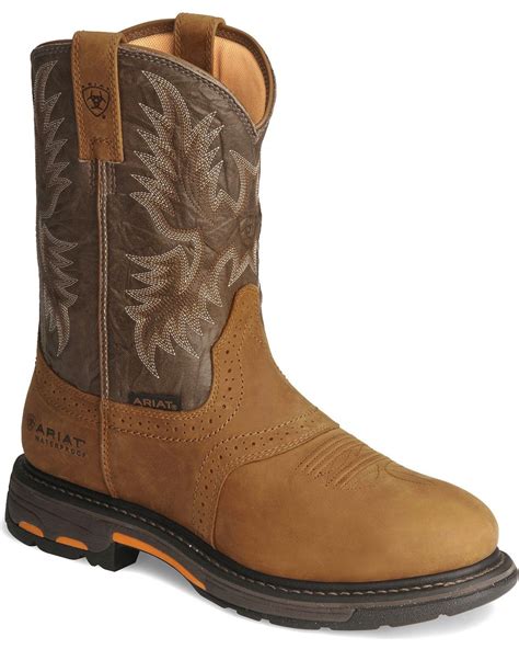 Ariat Brown H20 Workhog Work Boots Round Toe Country Outfitter