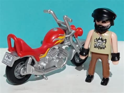 FIGURINE PLAYMOBIL MOTARD Choper Chopper Moto Motard Motocycleur Harley