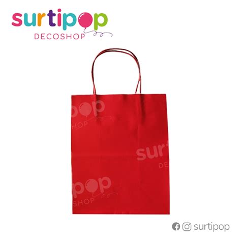 Kr Paquete Pzs Bolsa Kraft Roja Vertical X Cm Surtipop