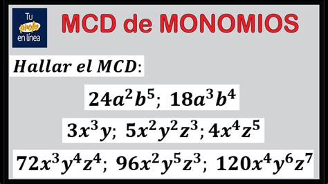 M Ximo N Divisor De Monomios Youtube