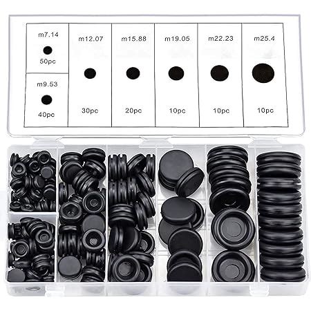 BESTYCHAO 175pcs 7 Tailles Noir Caoutchouc Oeillet Conducteur