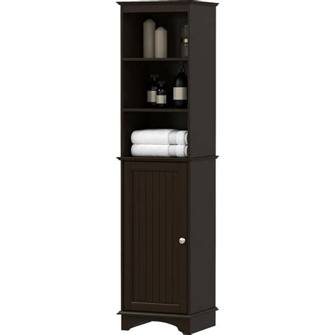 Yu Home Freestanding Storage Cabinet With Three Tier Shelves Tall Slim Cabinet Free Standing