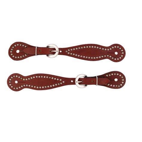 Bridle Leather Ladies Spur Straps With Spots Chestnut Weaver Equine