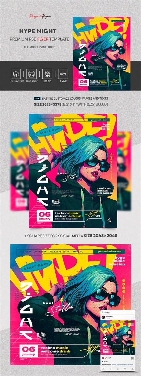 Multicolor Gradient Hype Night Premium Flyer Template Psd By Elegantflyer